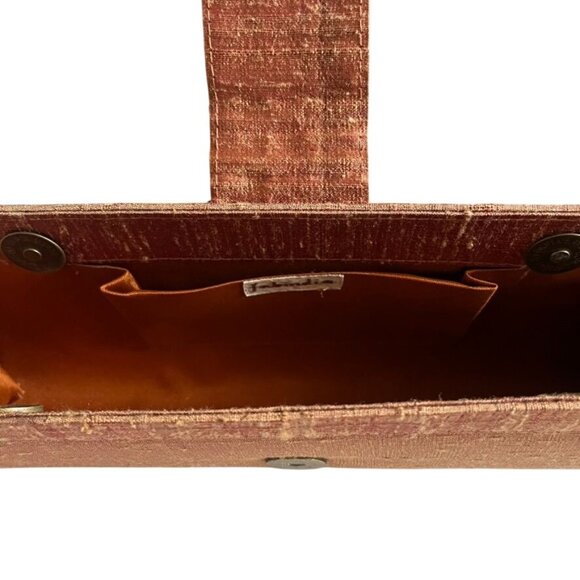 Fabindia Bronze Silk Evening Clutch With Embellished Clasp Exotic Elegant - Picture 4 of 8
